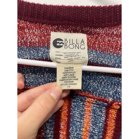 Billabong Women's Seventy Something Striped open-front cardigan multicolor L - Picture 2 of 6